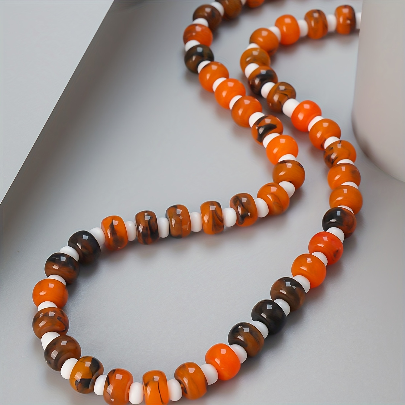 Boho Style Resin Bead Necklace Colored Bubblegum Beads Charm