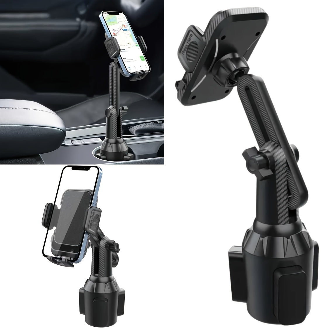 TEMU Upgraded Universal Cup Phone Holder For Car Truck. [rotatable & Adjustable] Long Neck Car Cup Holder Phone Mount Compatible With Cellphones &