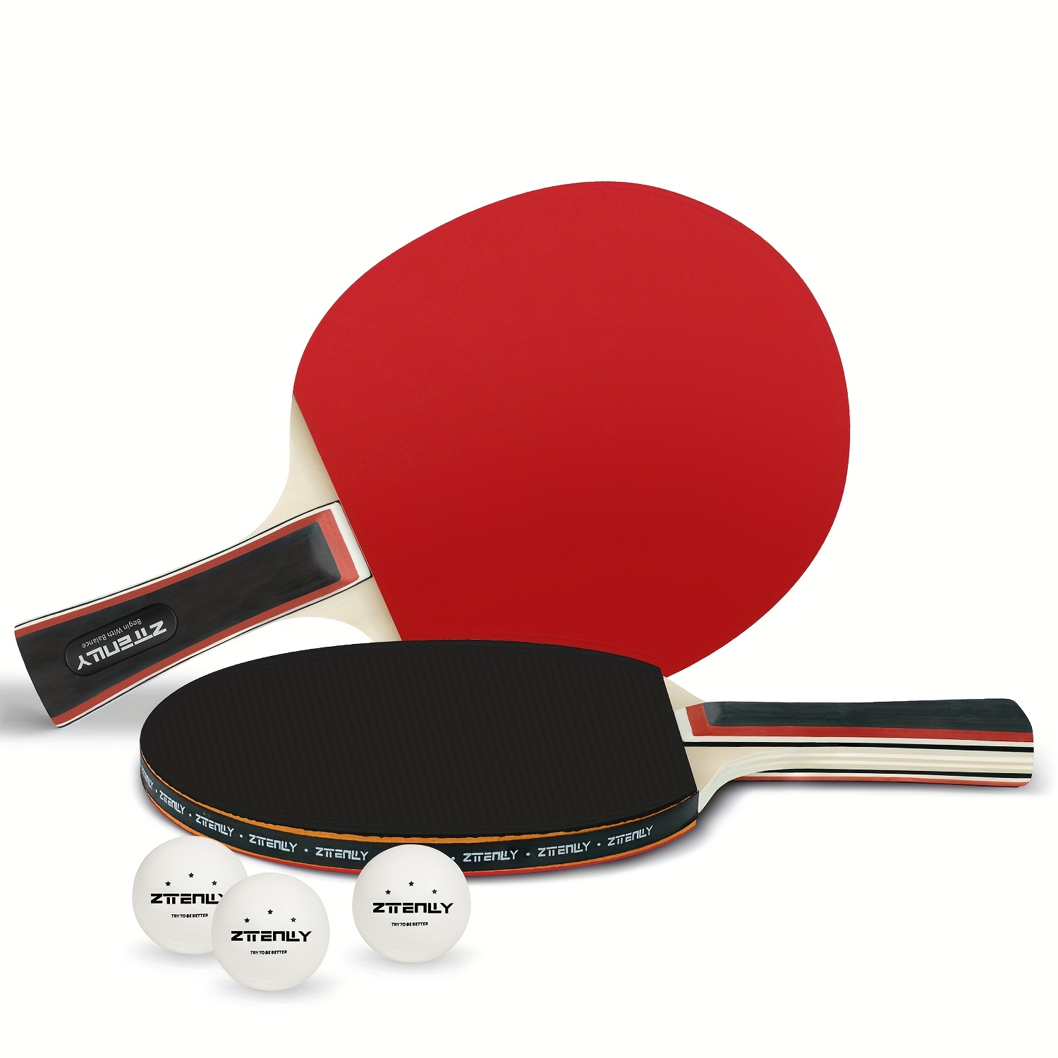 Pong Paddles Set Of With Balls & Storage Case, Better Control, Sticky Inverted Rubber, Table Tennis Paddles Set For Indoor & Outdoor Games