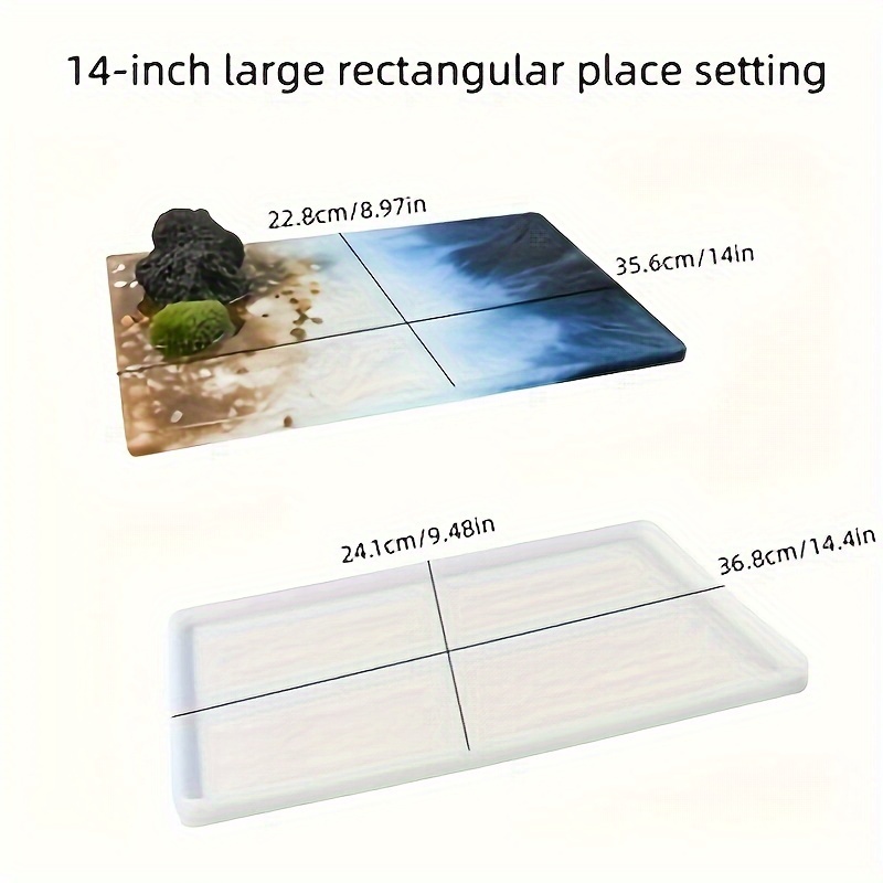 TEMU Reusable Large Rectangular Silicone Molds For Epoxy River Tables And Resin Art - Perfect For Special Plates, Trays, Woodworking, And Coffee