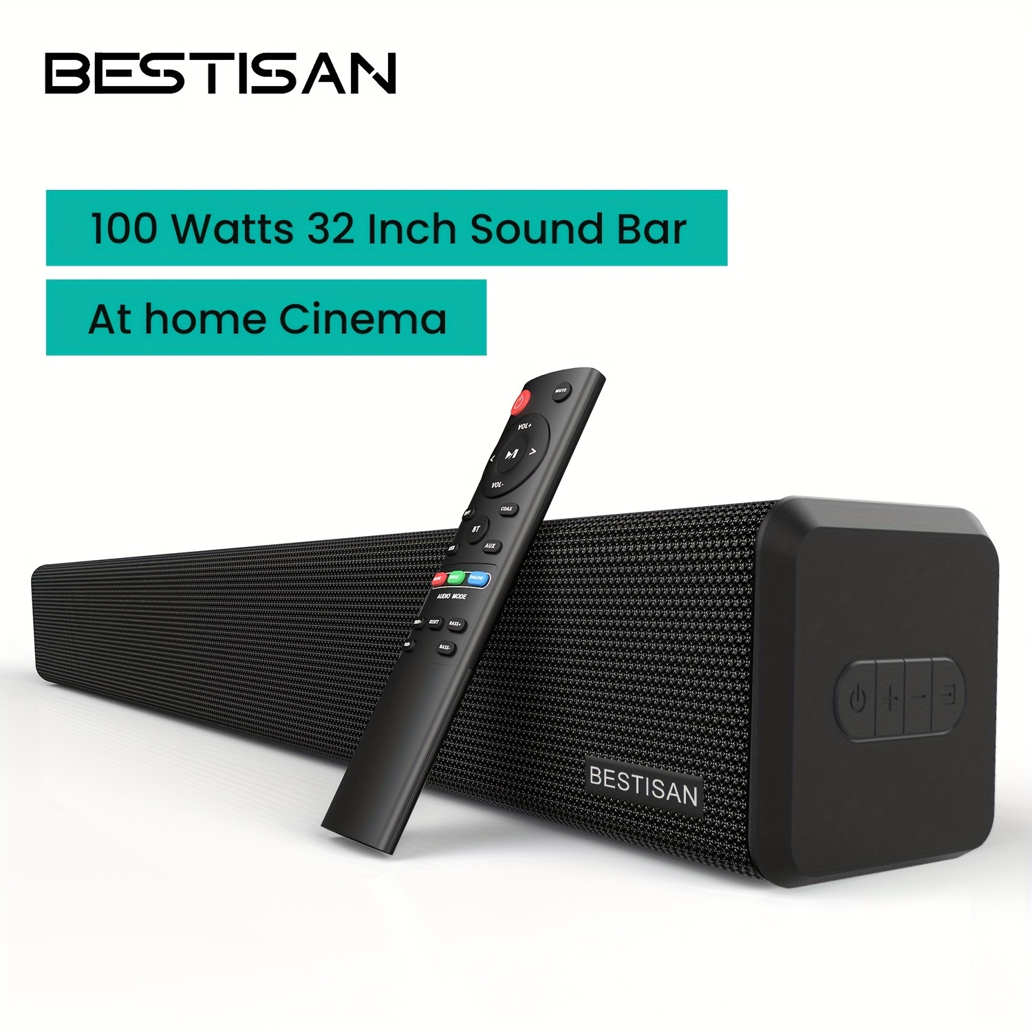 

Se02 Sound Bar, 100 Watt Hd-arc Sound Bars For Tv With Built In Subwoofer Home Theater System (32 Inch, Sub Out Port, Bt 5.0, 3 Audio Modes, Bass Adjustable, Wall Mountable, 2024 Upgraded)