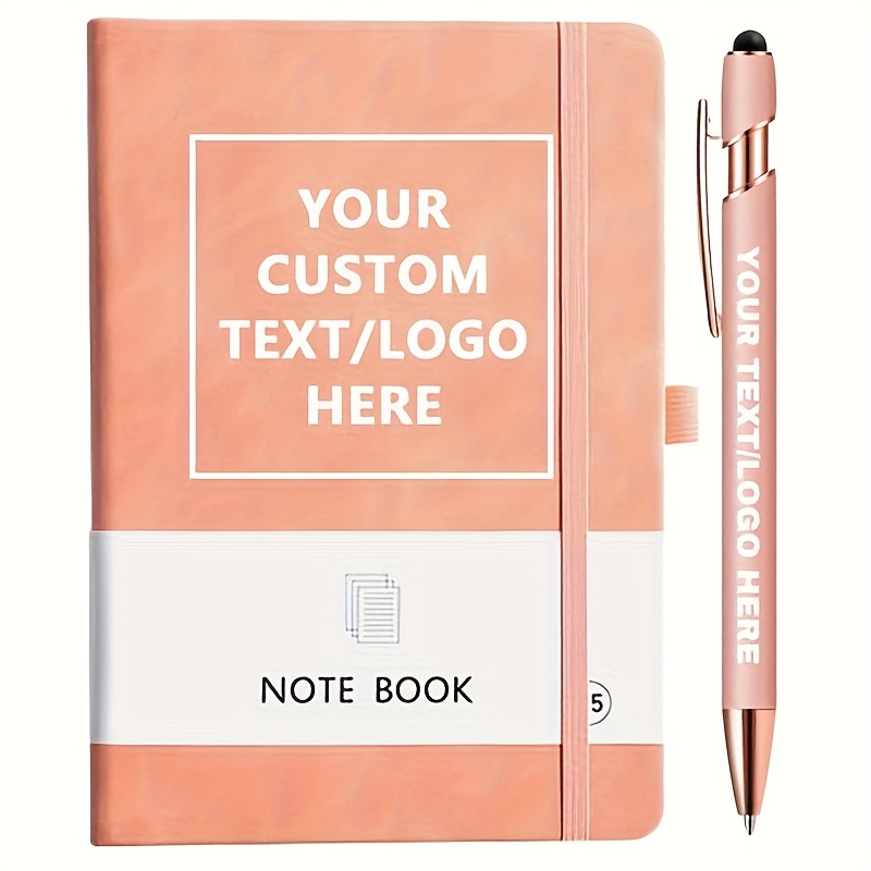TEMU 1pc Personalized Notebook With Pen - Customizable A5 Journal Notebook For Writing Diaries, Ruled Notebook, Black Ink Ballpoint Pen, Perfect Gift