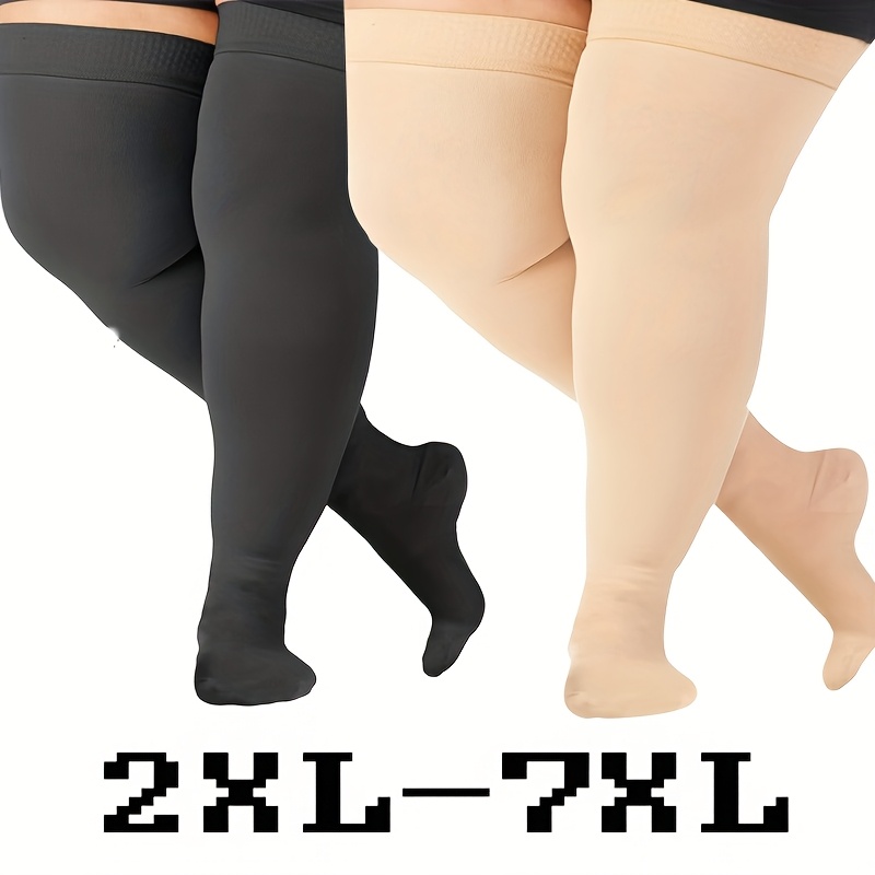 

1pc Plus Size Knee-high Socks, 2xl-7xl - Nylon & Spandex , Smooth , Machine Washable - Ideal For Thigh & Calf Support In Black Or Nude, Calf Wear| Socks| Fabric