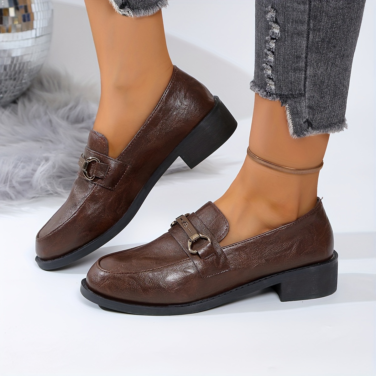 dames veelzijdige instaploafers - comfortabele nepbekleding werk- & casual schoenen met antislipzool, lichtgewicht,    , makkelijk te onderhouden, geschikt voor alle seizoenen 5