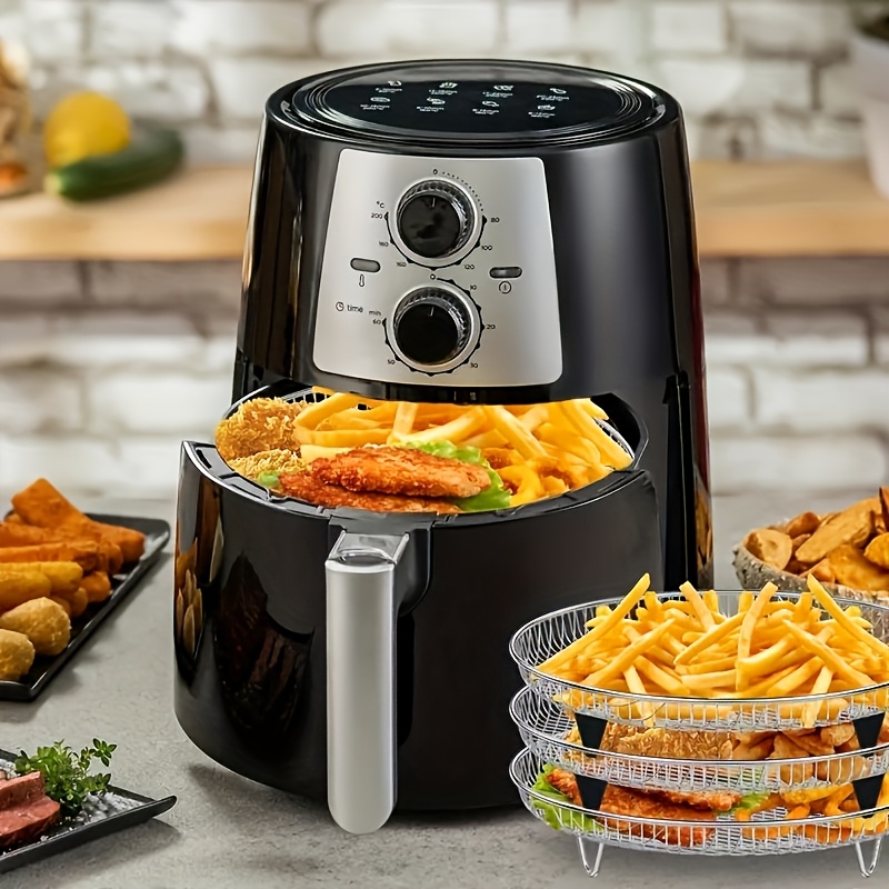 A Set of 8 Stainless Steel Air Fryer Dehydration Racks with Clips, Reusable Stacking Racks for Round Air Fryers, Suitable for 4.2QT-5.8QT Air Fryers, Washable Baking Additions for Air Fryers