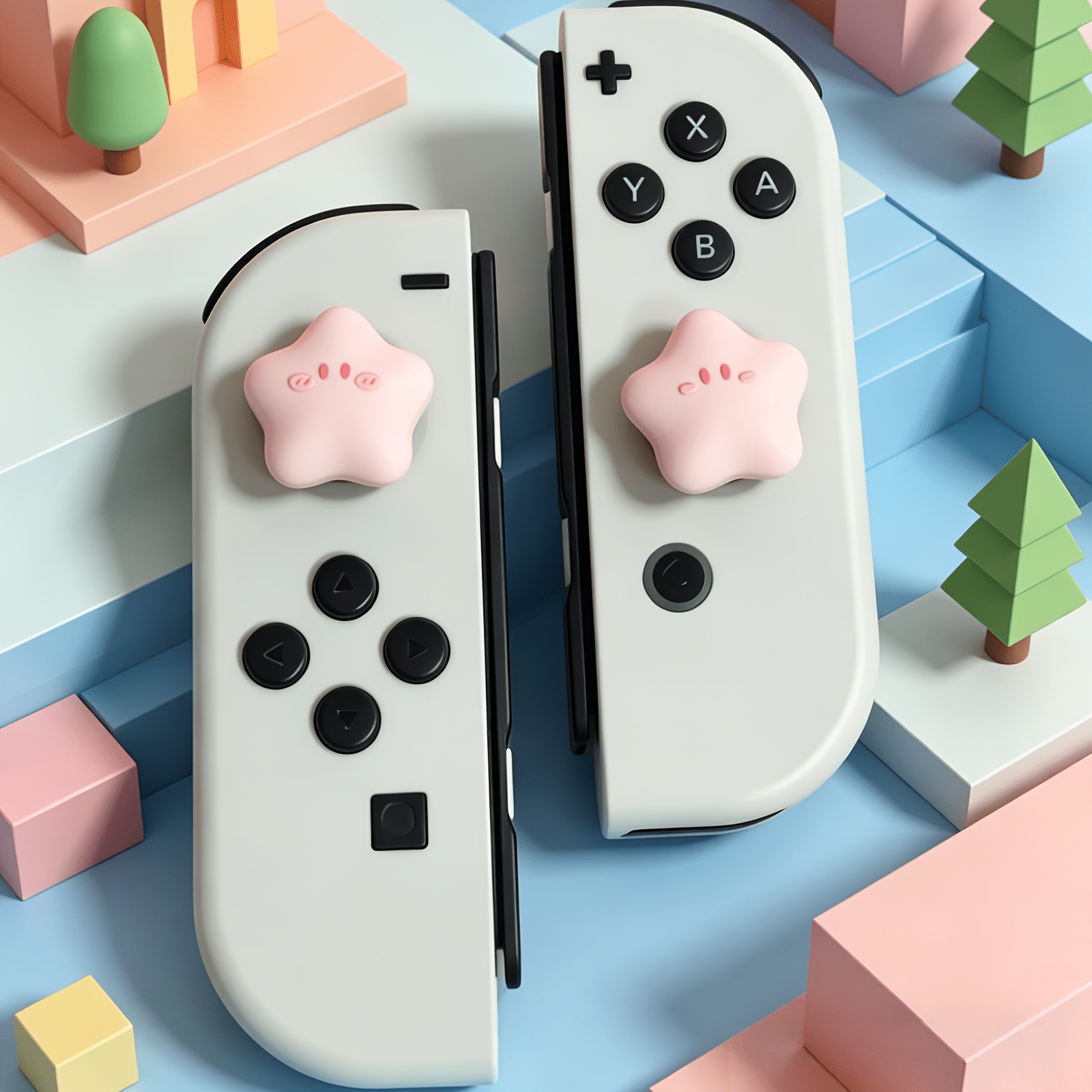 TEMU 2pcs Cute Silicone Joystick Caps, Star Thumb Stick Caps Compatible With Switch/oled/lite - Anti-slip Thumb Grip Caps - Silicone Cover Thumbstick