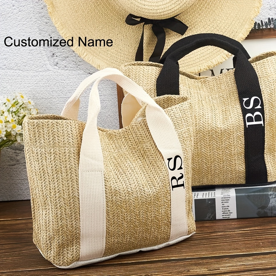 

Custom Name Embroidered Beach Tote - Lightweight, Casual Style Shoulder Bag For Bridesmaids & Gifts