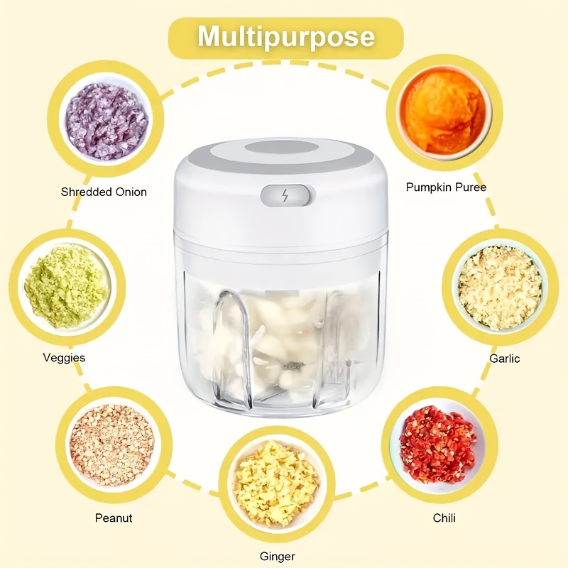 stainless steel electric mini garlic chopper mincer 8 45oz 250ml usb portable meat grinder for nuts vegetables fruits easy to clean cordless kitchen tool father gift Product details 5