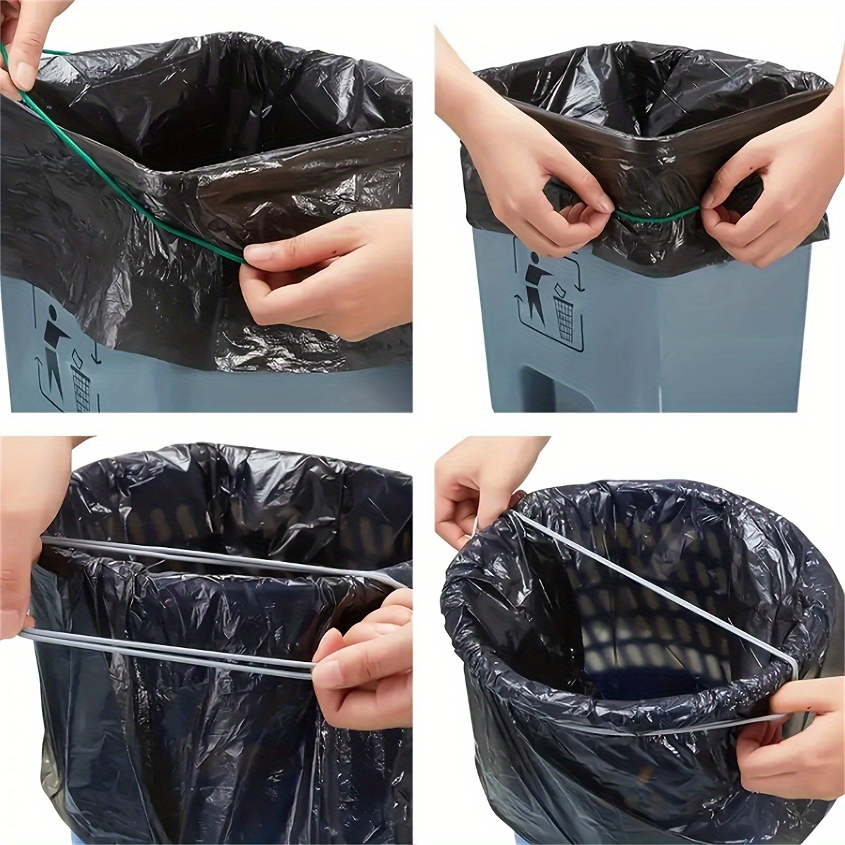 

Elastic Garbage Bag Holder Bands For 13-30 Gallon Trash Cans - Strong, Flexible, And Secure Solution For Home, Kitchen, Office, And Outdoor Use - Black, Blue, Olive , Car Trash Can