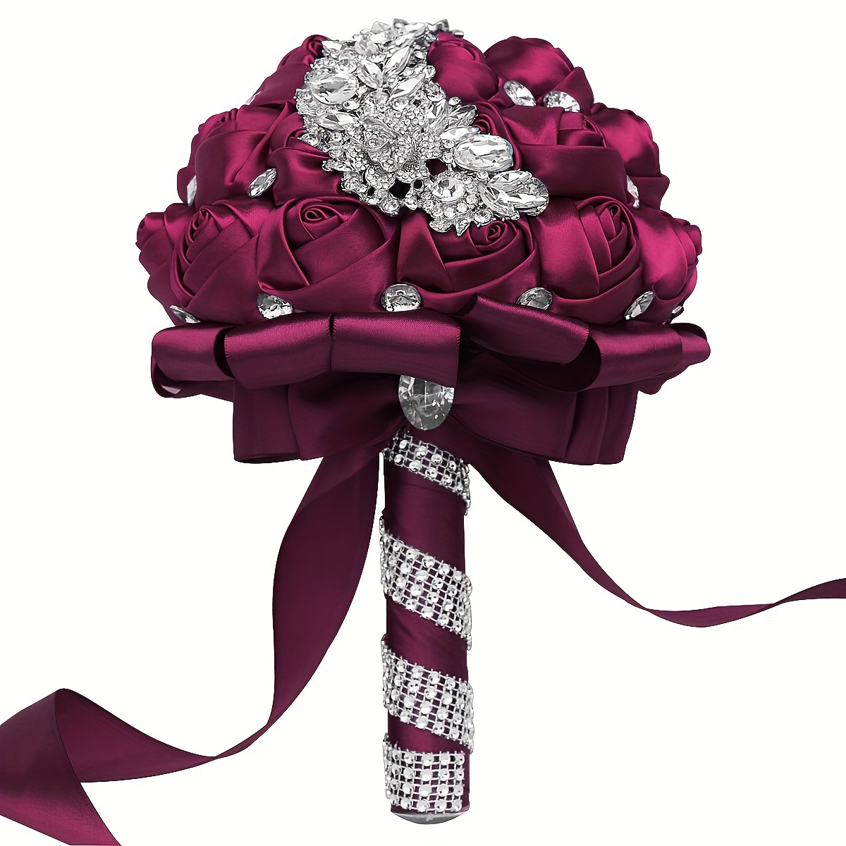 zamonaviy to'y buketi, yaltirab turadigan kristallar, polyester va spandeks bilan, qo'lda ushlash uchun to'y gulchambari, w445 tafsilotlari 35