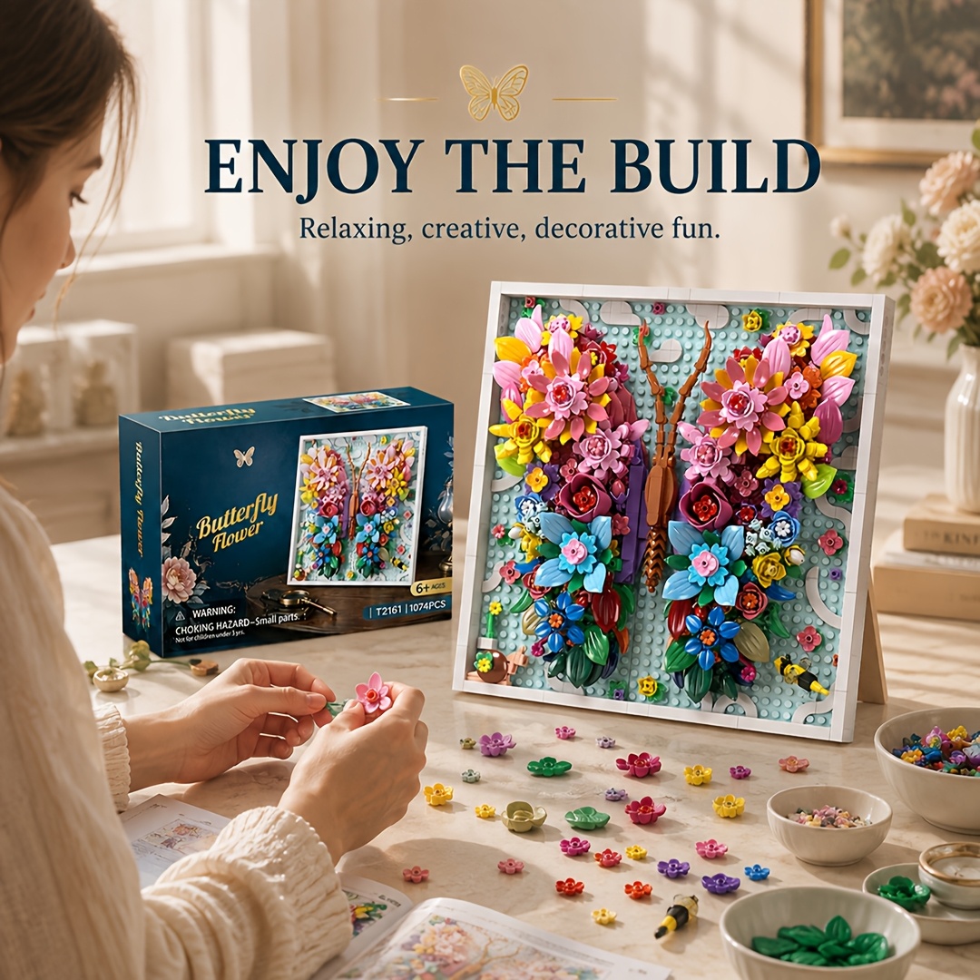 1074pcs Butterfly Floral Picture Frame Blocks