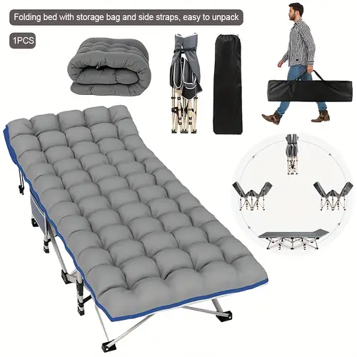 75 inch portable foldable outdoor camping lounge chair reclined camping chair with storage bag and side pocket adult bed with pearl bed suitable for outdoor indoor outdoor garden backyard camping