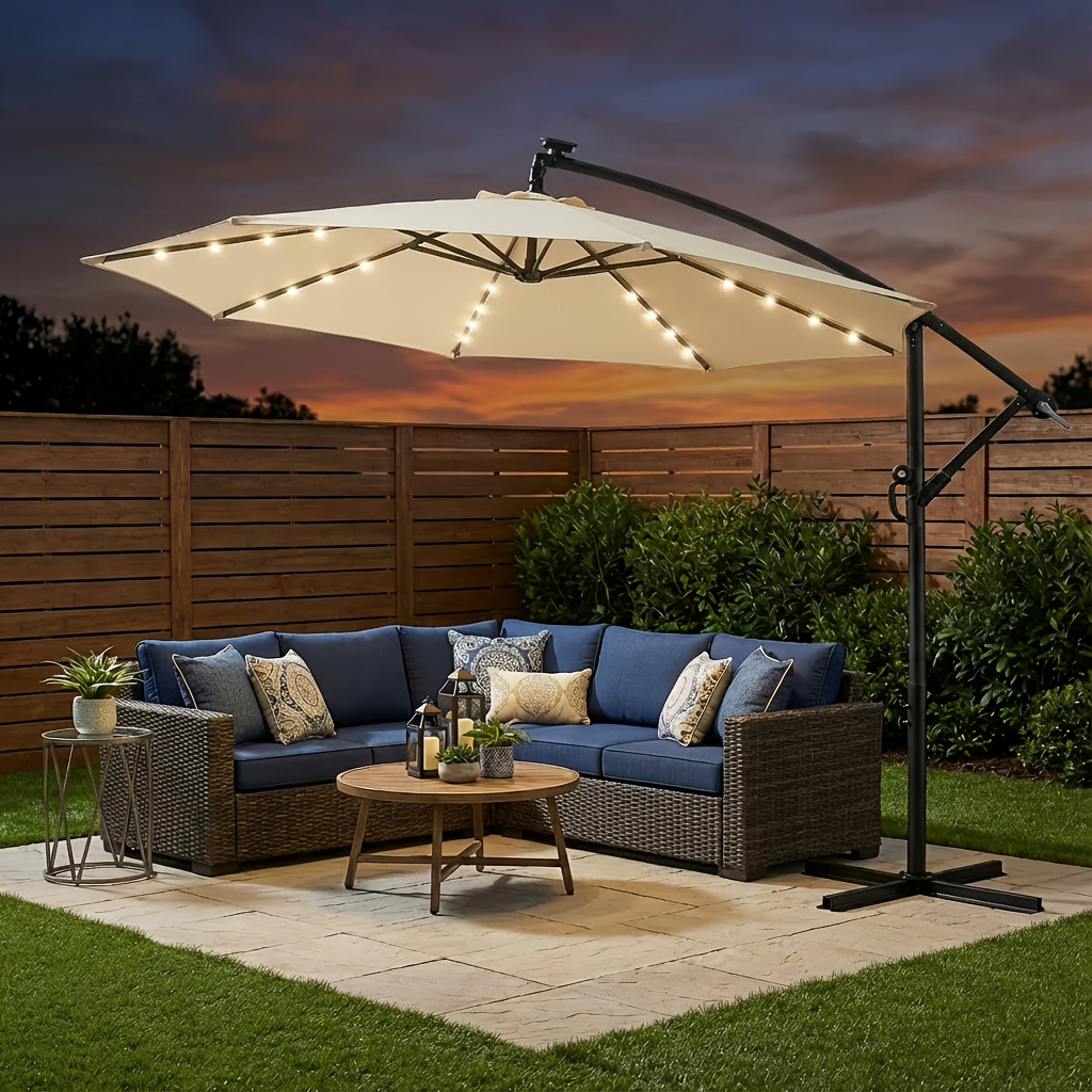 7.5 ft yellow patio umbrella BONOSUKI 7.5ft LED Patio Umbrella Table Umbrellas,with Tilt and Crank