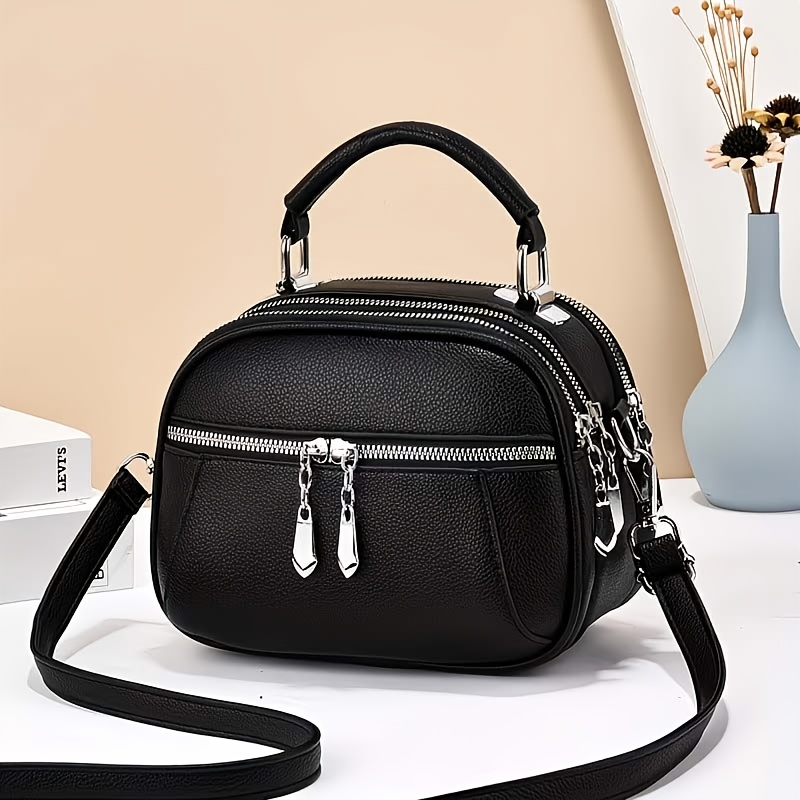 TEMU Women's Multi-compartment Crossbody Bag, Anti-scratch Soft Shoulder Purse, Lightweight Daily Organizer Bag