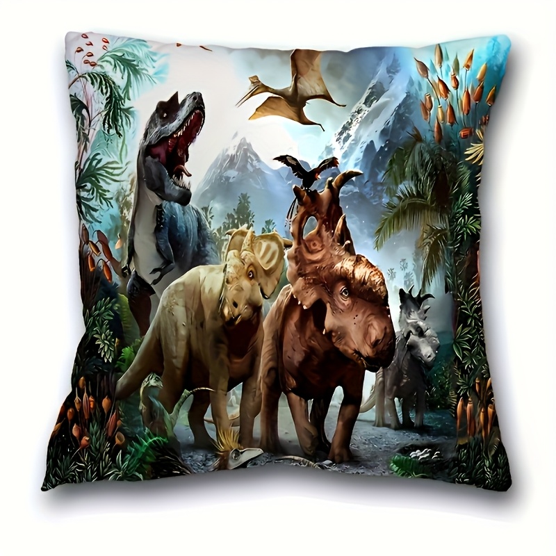 dinosaur pattern short plush pillowcase animal theme pillow Temu