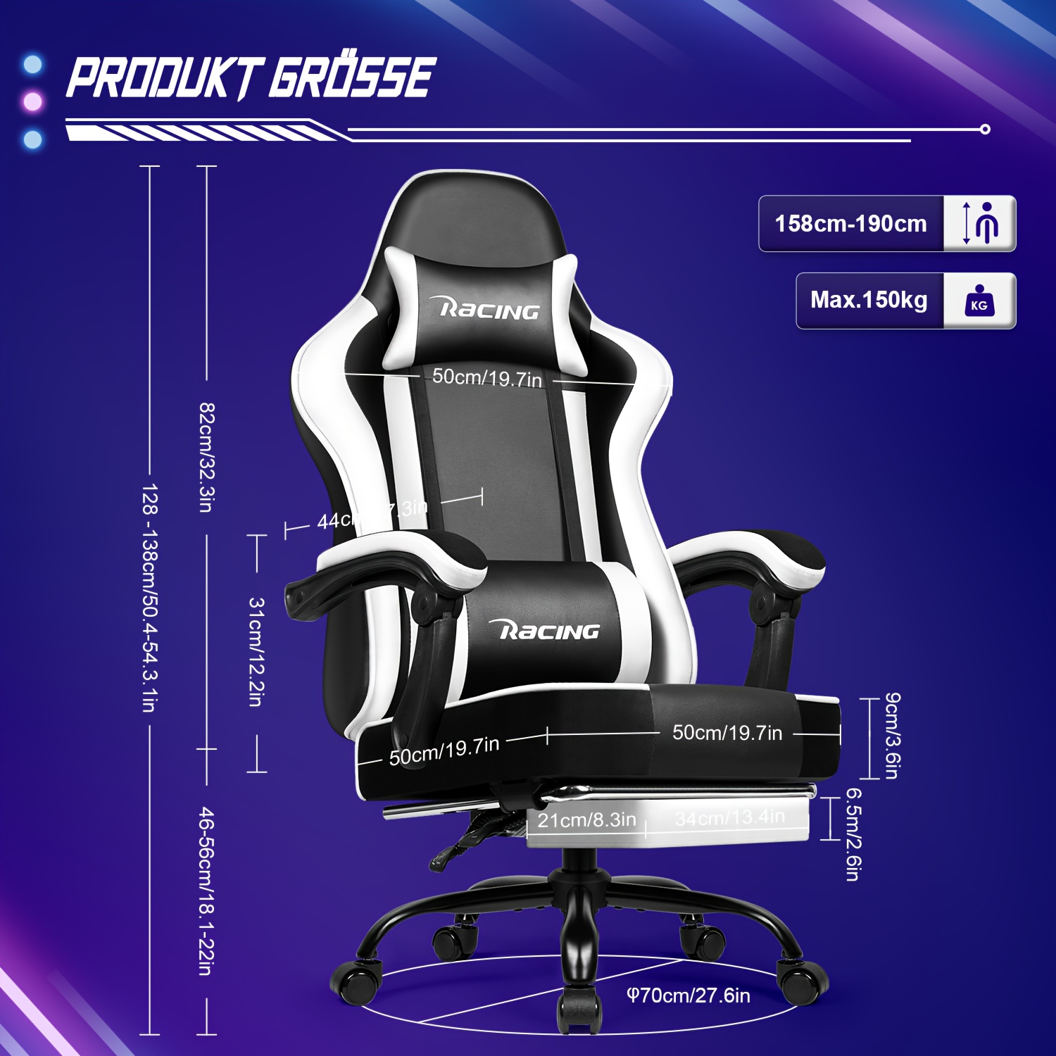 Gamingstoel met voetensteun