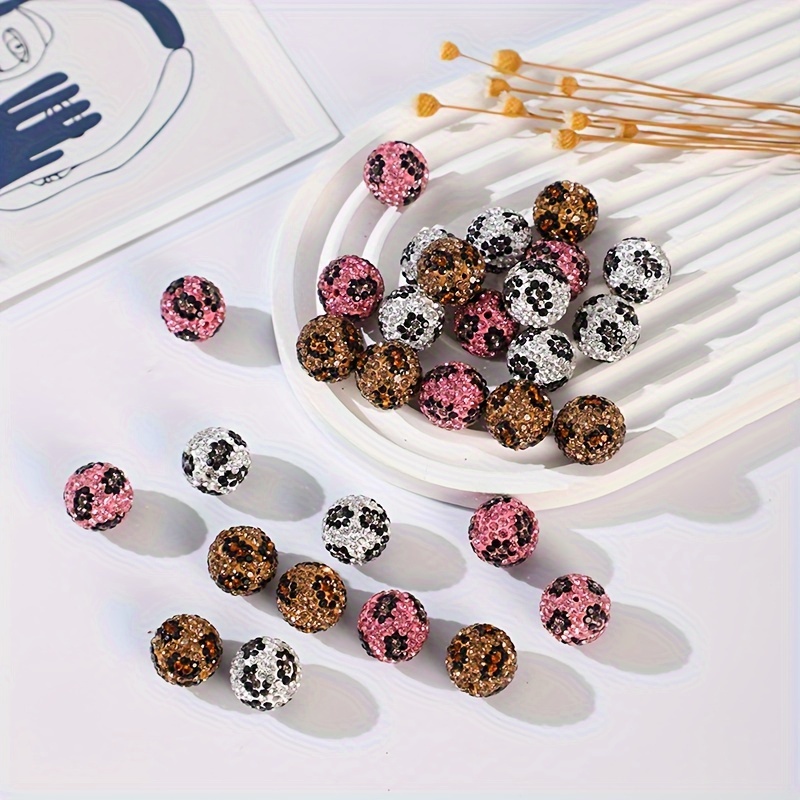 

5-pack 16mm Leopard Print Soft Clay Beads For Diy Jewelry And Pen Accessories