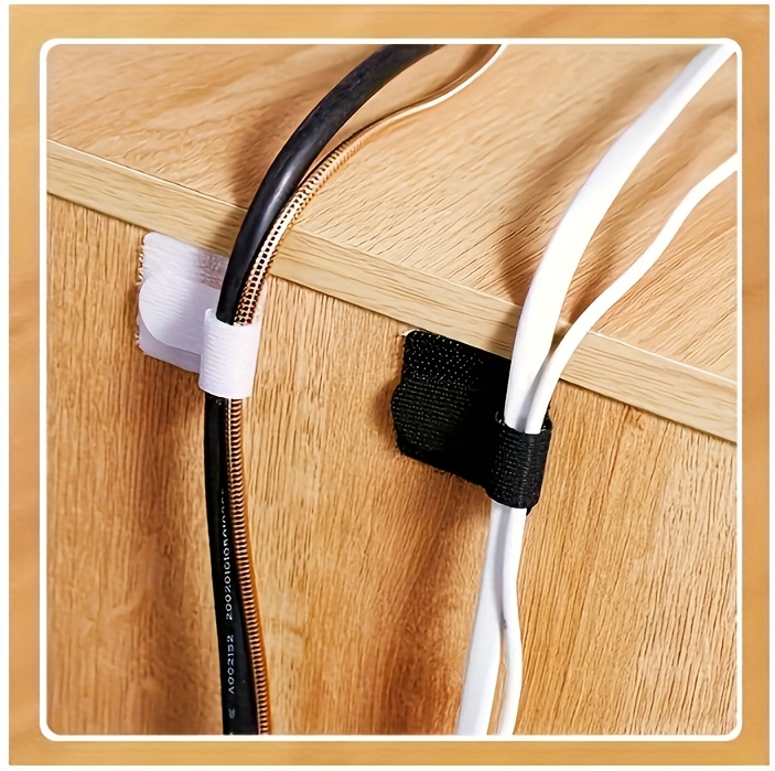 20/50/100pcs of Black And White Data Cable Organizers, Power Strip Cable Holders, Charging Line Fixers, And Self-Adhesive Ties for Cable Management