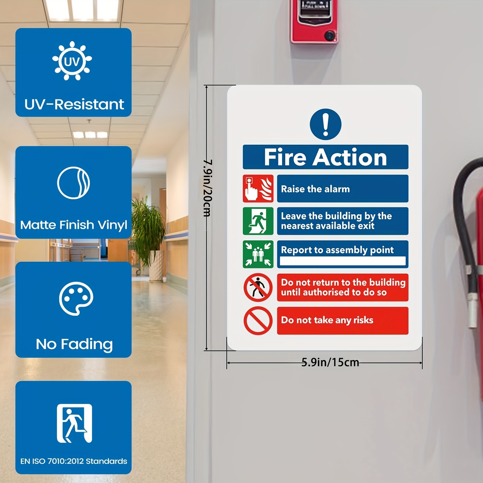 TEMU 10 Sheets/pack - 5.9*7.9in/15*20cm Safety Exit Indicator Stickers, And Precaution Stickers To Prevent Accidents, Suitable For Public Spaces,,