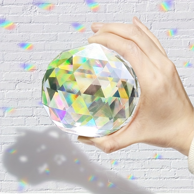 

80mm Sparkling Glass Gazing Ball - Prism Suncatcher, For Windows, Garden & Home Decor | Ideal Christmas Gift & Theme, Christmas Window Decorations, Ball Prism, Sun , 3.15 Inch