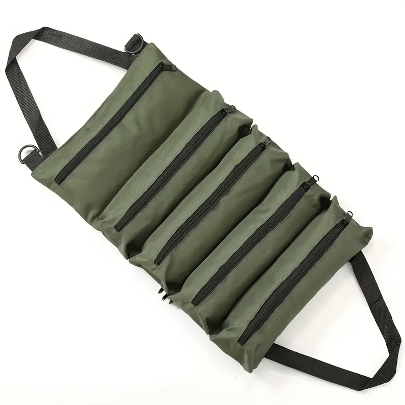 TEMU 1pc Roll-up Tool Bag - Oxford Cloth Multi-functional Storage Pouch, Suitable For Mechanics, Carpenters, Etc. Durable, Portable, And Stylish