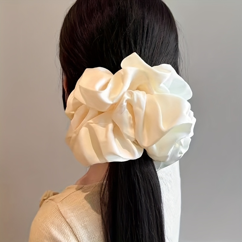 Jumbo Solid Hair Scrunchie in Black or White, Plush Textured