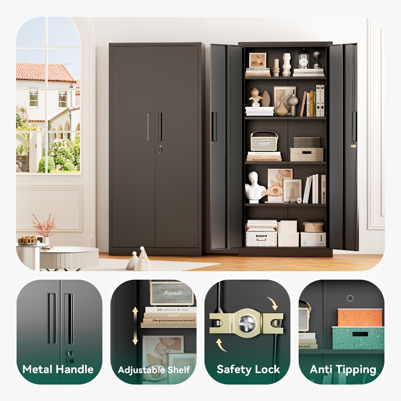 Lockable Metal Filing Cabinet, Metal Filing Cabinet, Used For Storing Documents And Office Supplies, Equipped With A Door And Shelves, Is A Modern Style Filing Cabinet, Convenient To Use And With A Small Footprint.