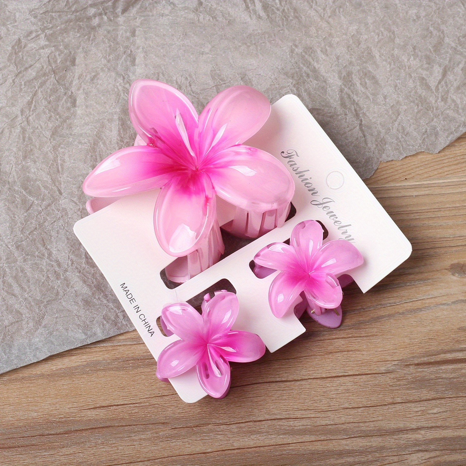 TEMU 1 Large And 2 Small, Gradient Color Flower Hair Clip, Summer Fashion Hair Accessory Perfect For And Commuting, Cute Gift Hair Clip