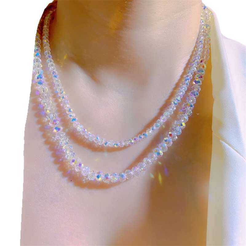 Double Layer Artificial Crystal Bead Necklace for Women