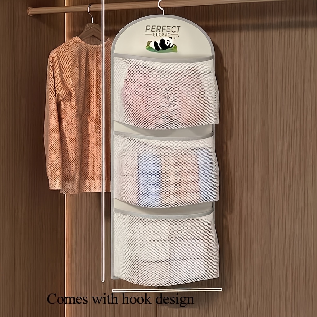 TEMU Bolsa de almacenamiento de malla de 3 capas para ropa interior, calcetines y sujetadores - Adecuada para dormitorio y bolsa de almacenamiento de