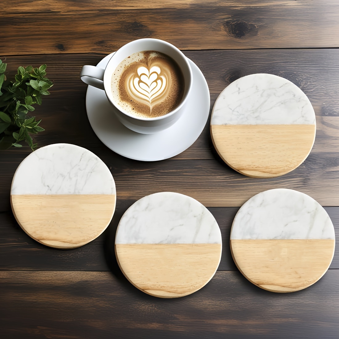 

4pcs Set Of Coasters As A Housewarming Gift, Family Beverage Coasters, Coaster Wooden House Gifts, Round Wooden Coasters, Housewarming Home Gifts, Best Housewarming Gift