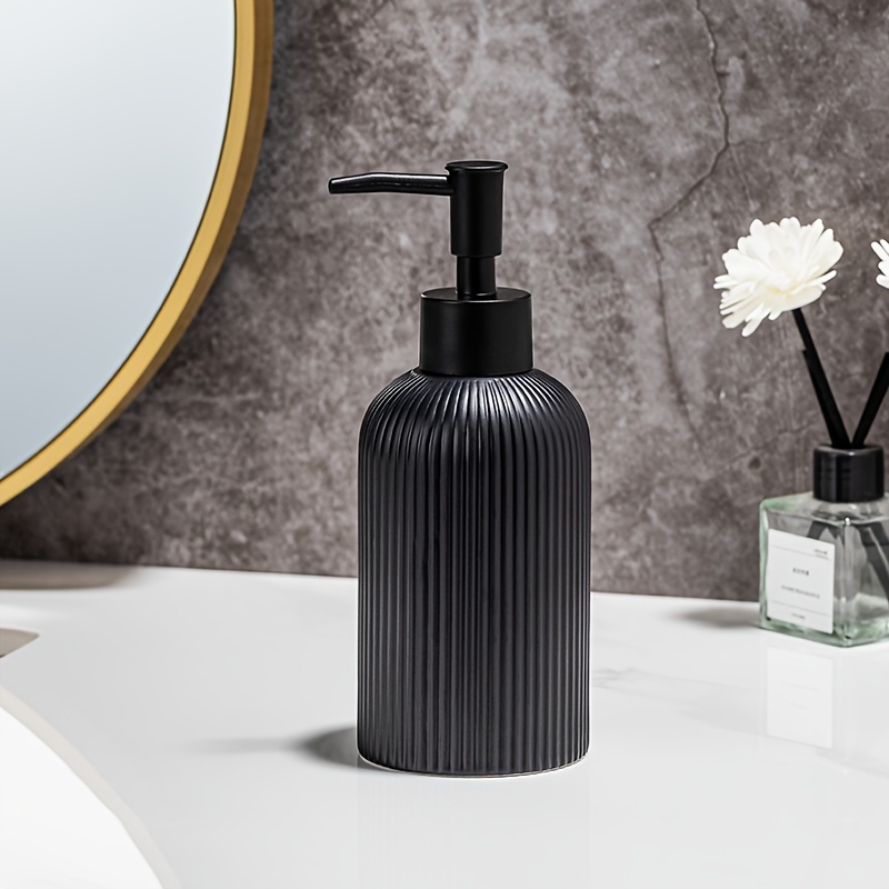 TEMU Simple And Versatile, Matte Black, White, 1 Ceramic Hand Bottle, Can Hold 12.32 Ounces, Easy To Press, Reusable, Suitable For Bathroom Shampoo,