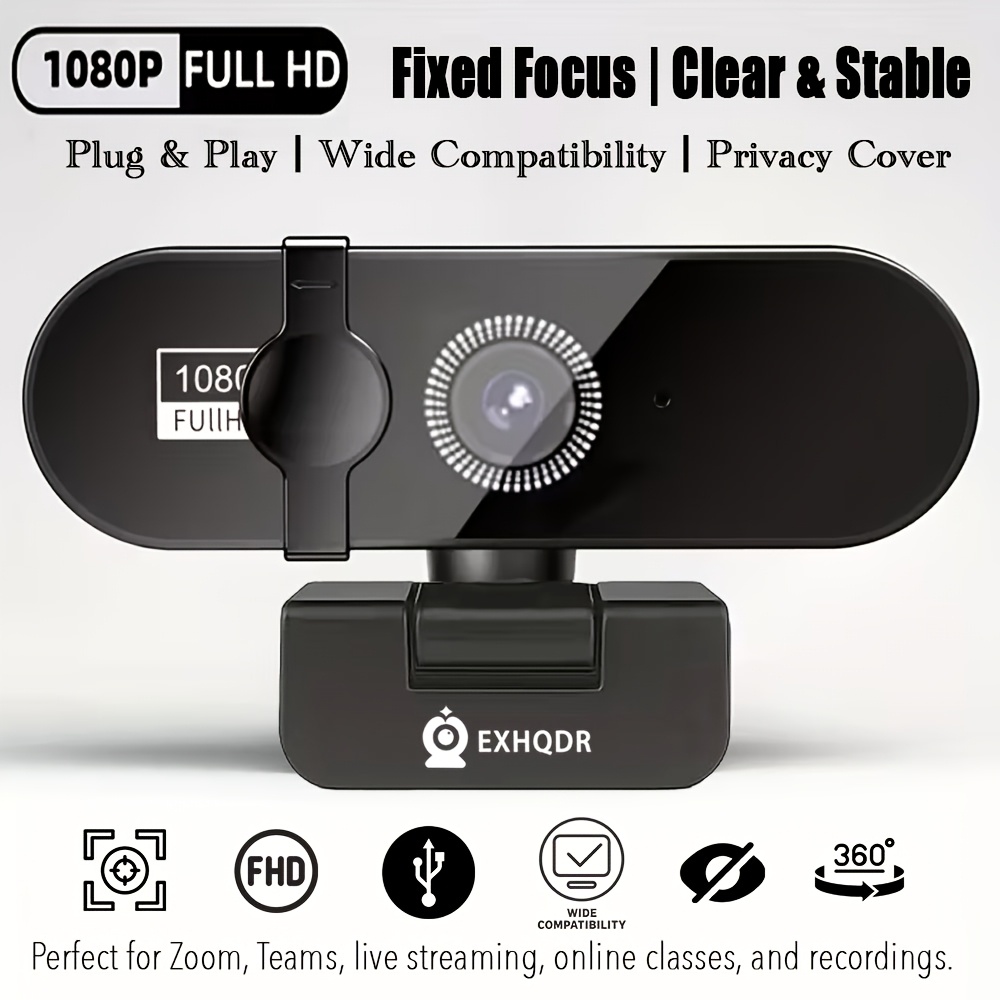 Image of Exhqdr 4k 8mp Or 1080p Full Hd Usb Webcam With Privacy Cover, Plug And Play Camera For Pc Laptop Video Calls And
