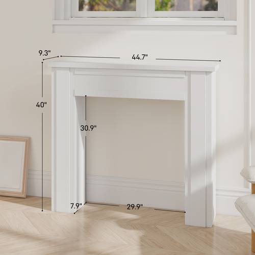 modern white fireplace mantel shelf with surround frame legs solid mantel suitable for fireplaces inserts stoves inserts contemporary minimalist for centerpiece for firewood display and decorative use