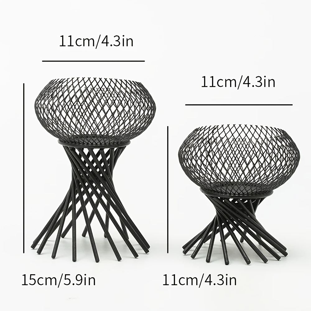 TEMU Mesh Iron Candlestick, Twisted High-heeled Tea Light Stand, Ins Hollow Metal Candle Base, Dining Table Ambiance Ornaments, Wedding Home Decor