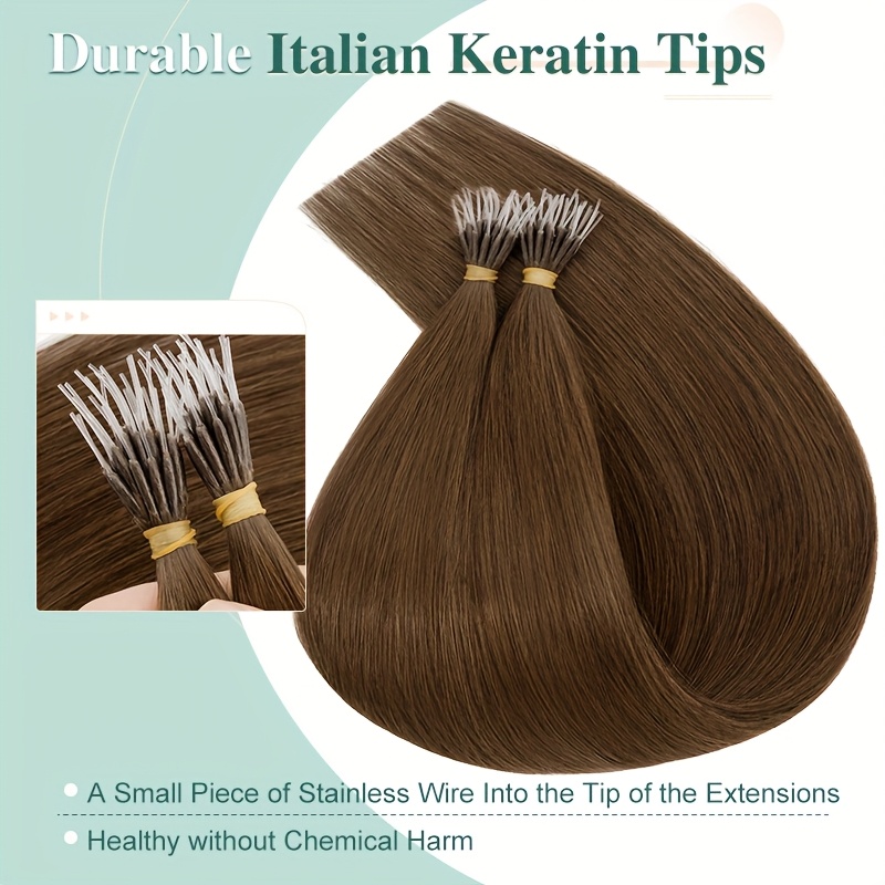 elastic linkdouble drawn human hair extensions     beads   hair extensions 50g pack 100 human hair details 2