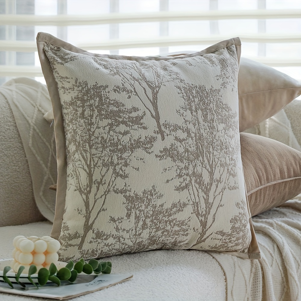 Image of 1pc Black Jacquard Trimmed Pillowcase Velvet, Ins Nordic Style Living Room Sofa Bedroom