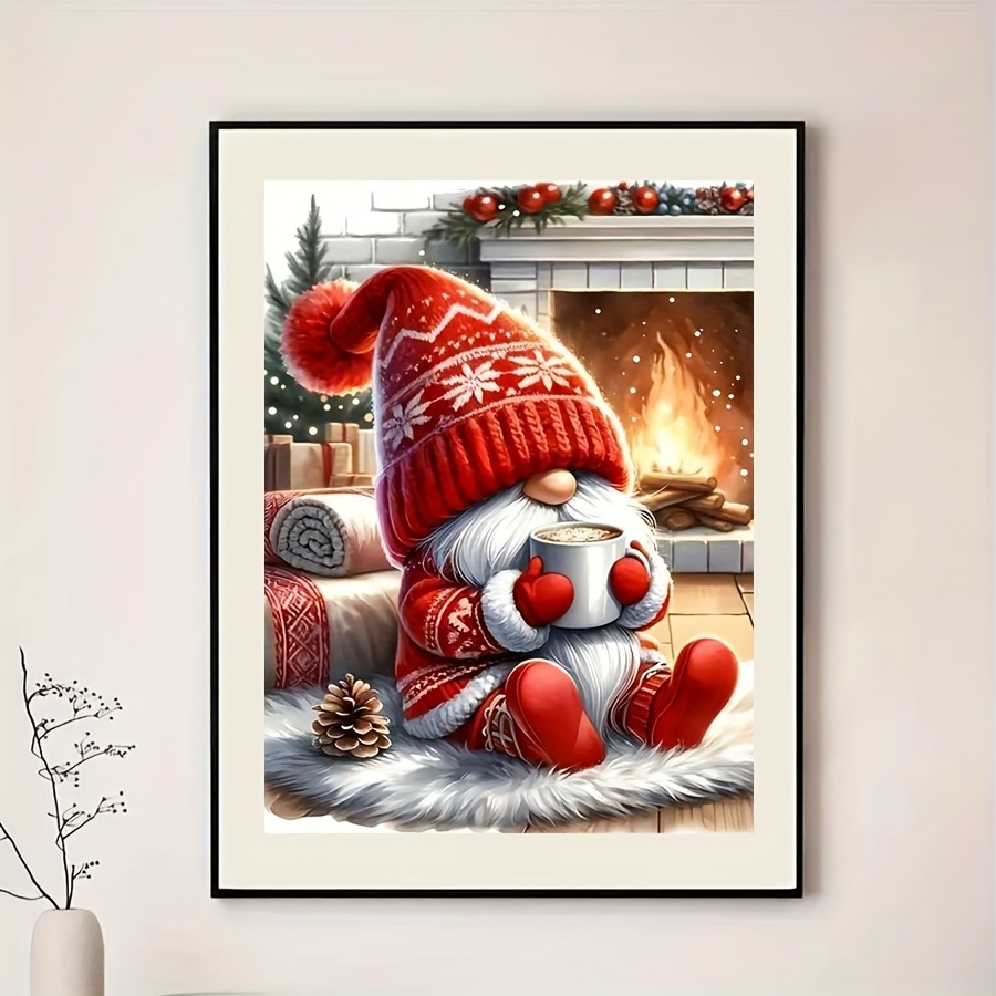 5d Diy Diamond Painting Kit - Christmas Gnome Warm Winter, Acrylic Frameless Mosaic Craft, Home Decor Life Art, Gift For Beginners