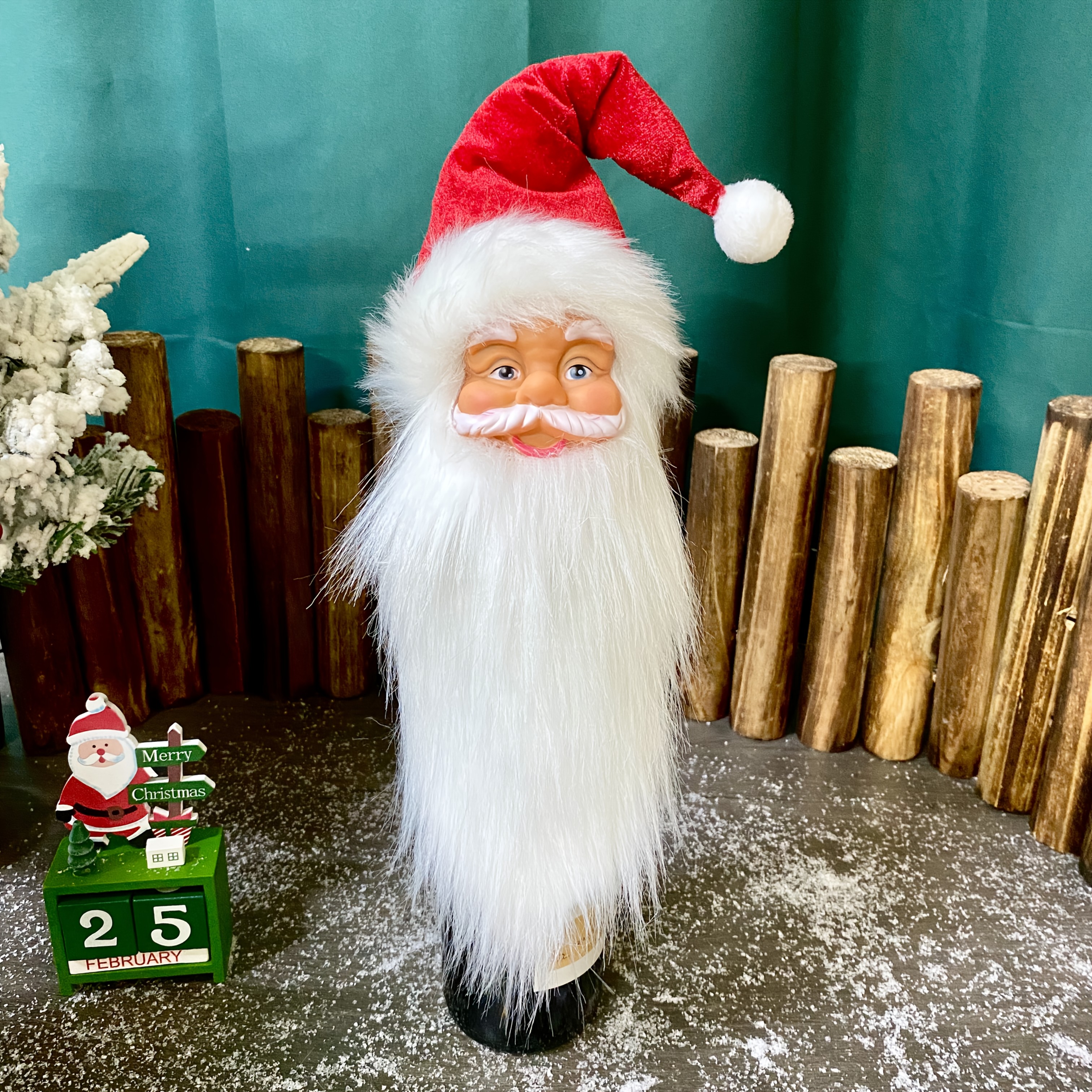 Image of 1pc Christmas Decoration, Santa Claus Head Wine Bottle Ornament, Tree Topper For Home/dining/bar Decor, Festive Holiday Atmosphere Accessory, Multi-scene Use, New Year Gift, Best For Christmas