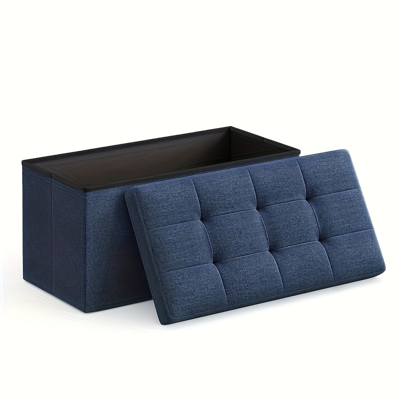 TEMU 30" Foldable Ottoman Bench With Storage | Multi-functional Storage Chest & Foot Rest Stool | Space-saving Closet Organizer | Christmas Gift For