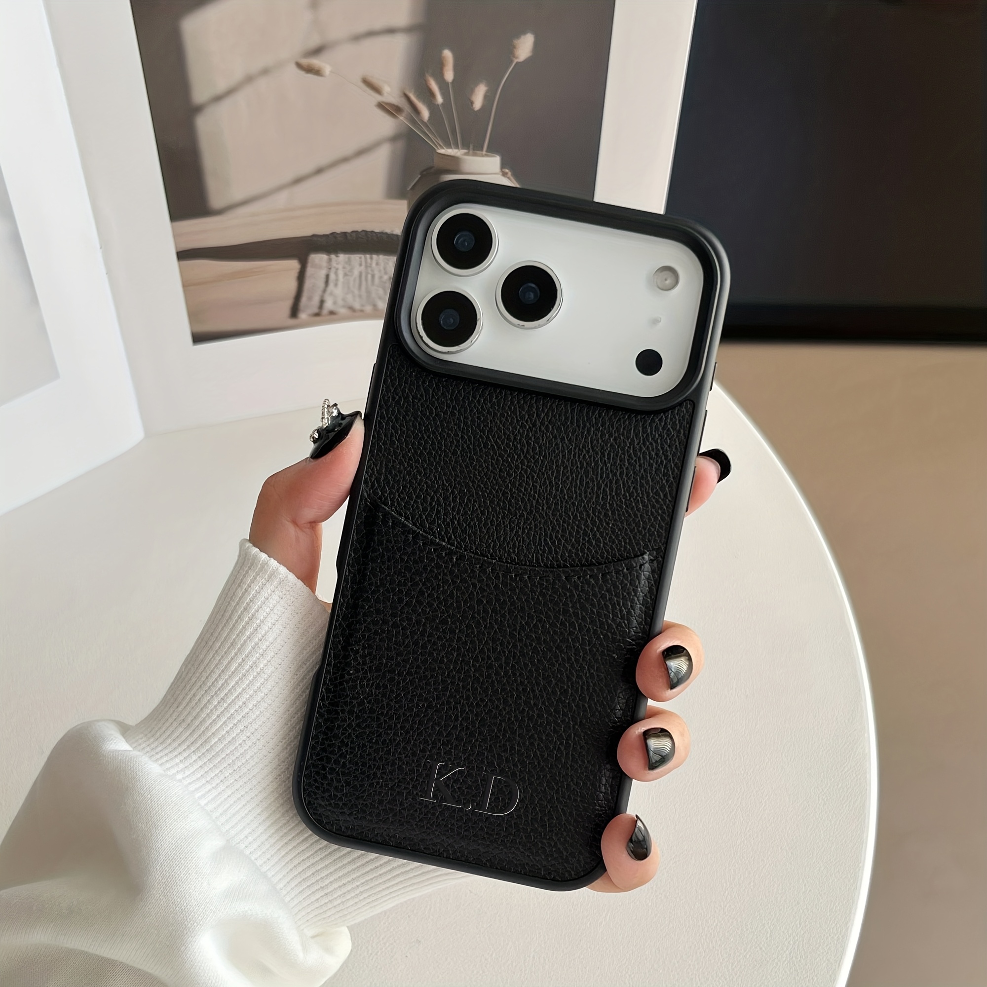 TEMU Phone Case - Personalized Customized Name Initials Card Pack Insertable Card Phone Case Compatible With Iphone 18 17 16 15 14 13 12 Pro 17