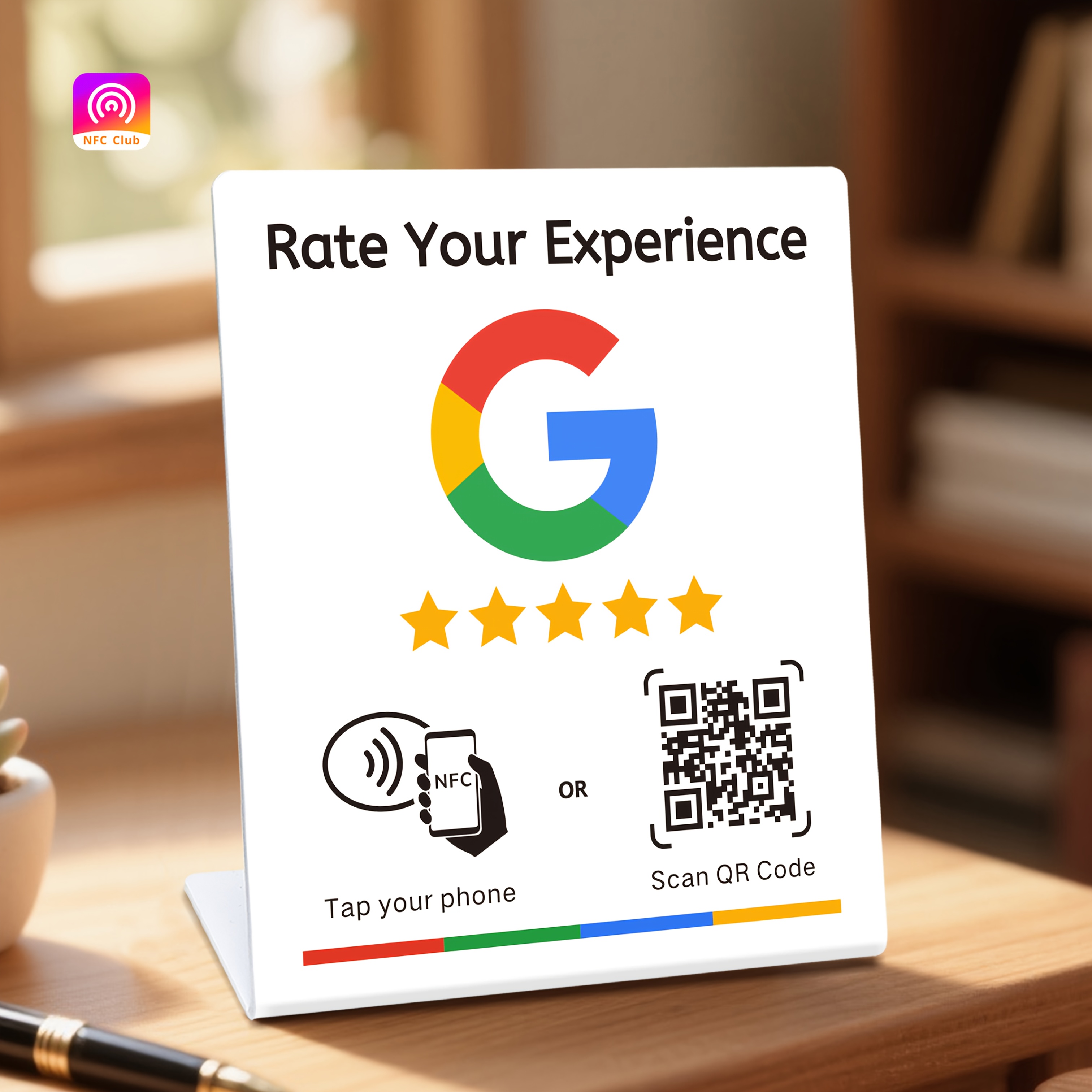 Présentoir d'intégration des réseaux sociaux d'entreprise - NFC TAP & Code QR, Configuration facile et gestion des liens de commentaires, Matériau PVC durable, Parfaitement compatible avec Google Reviews et l'intégration des réseaux sociaux, Présentoir de visualisation des réseaux sociaux