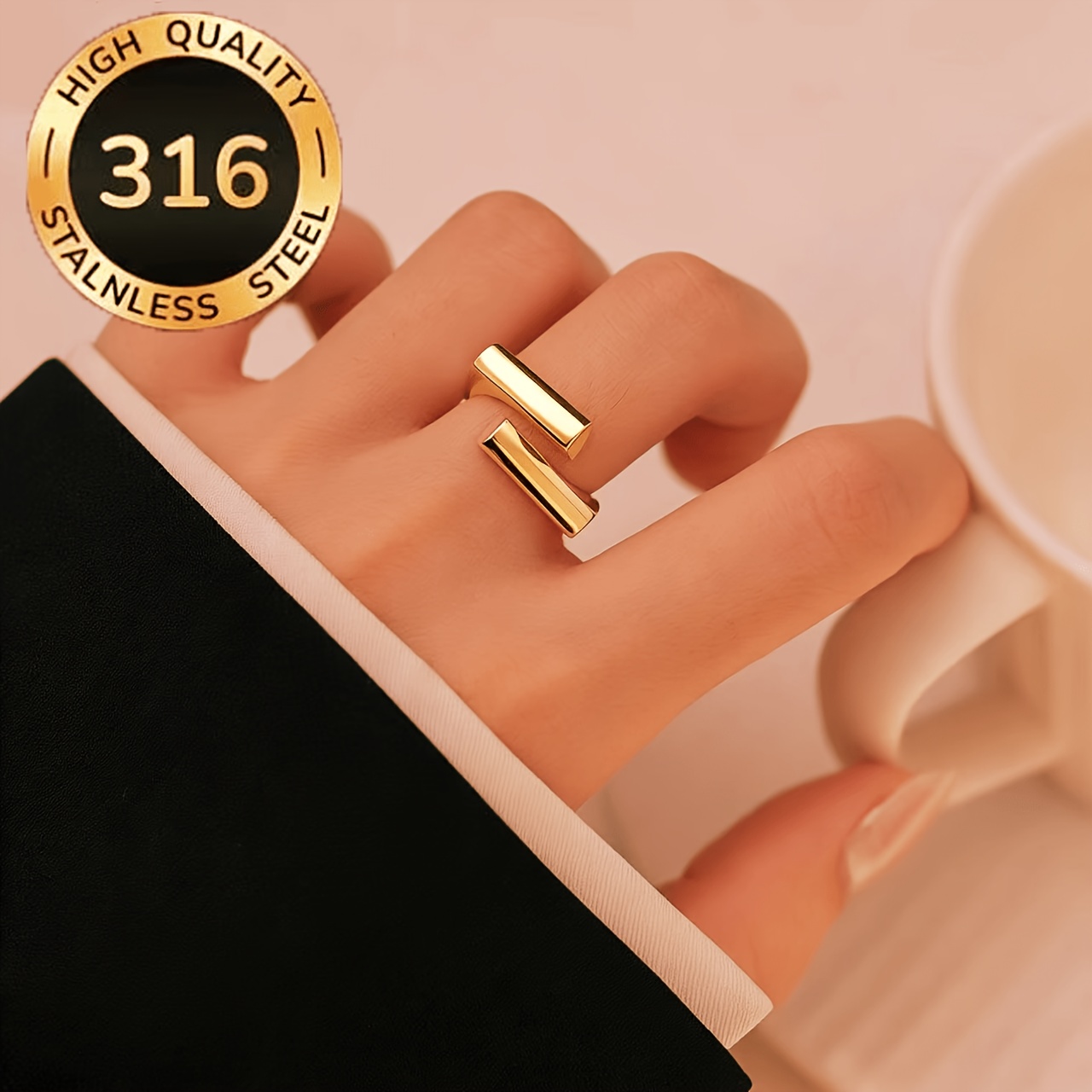 TEMU High-quality 316 Ring, Elegant And Stylish Interlocking Ring, Fashionable And Niche , Suitable For Daily Wear And Gifting, An Ideal Present