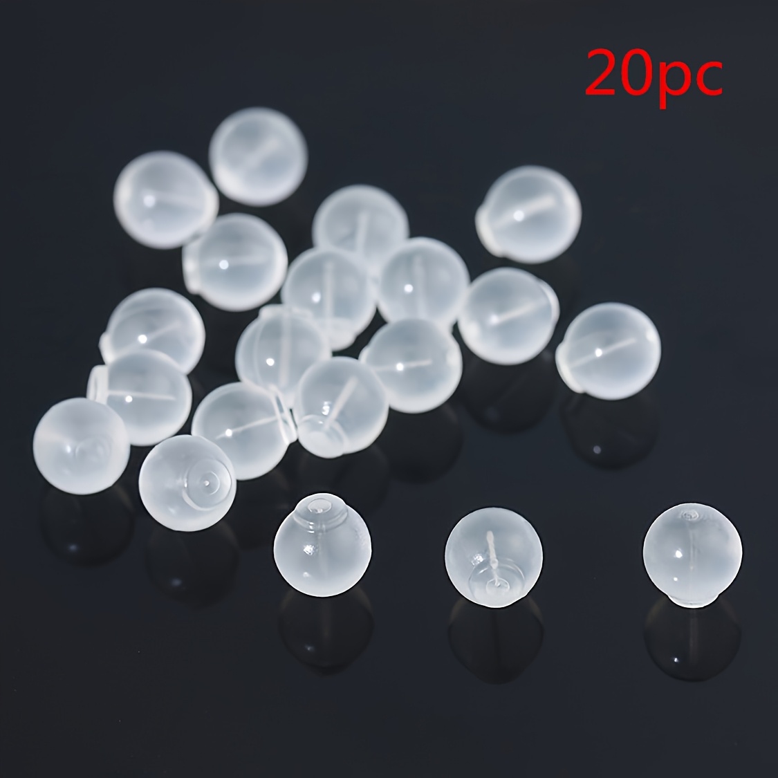TEMU 20 Plastic Earring Back Covers, Transparent Non-slip Silicone Stud Earring Stopper, Transparent Spherical Earring Stopper, Suitable For Jewelry