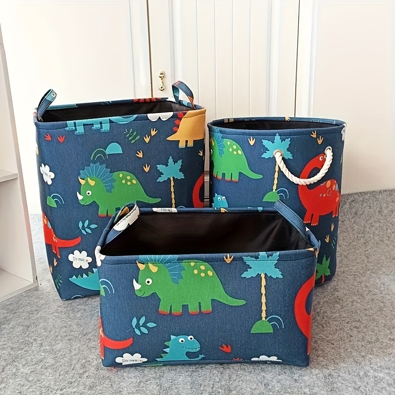 

1-pack Bohemian Dinosaur Cartoon Fabric Storage Bins, Large Collapsible Organizers With Easy-carry Handles For Laundry Decor
