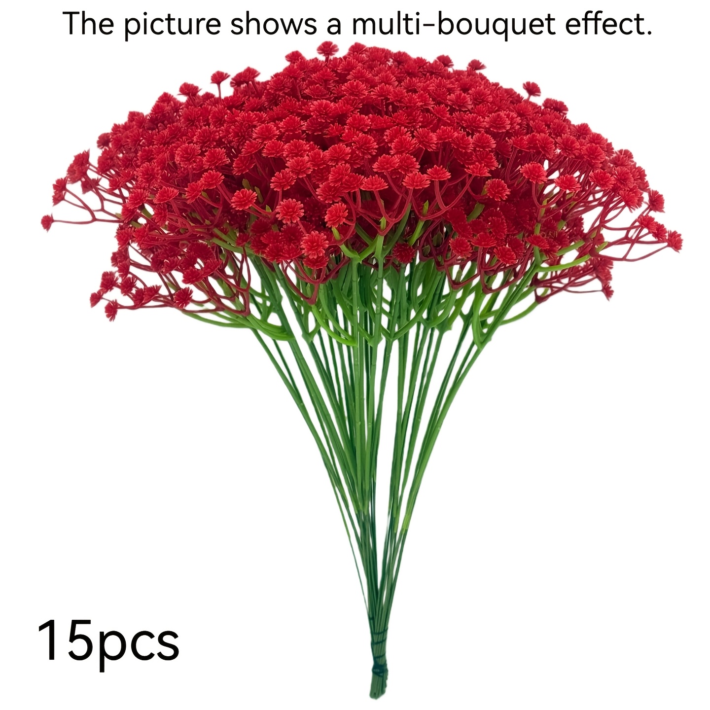 TEMU 15 Stück Sträuße künstlicher Atem, hochwertiger antioxidativer floraler Dekorationsstreifen mit Stiel, künstliche Blumen mit realistischer ,