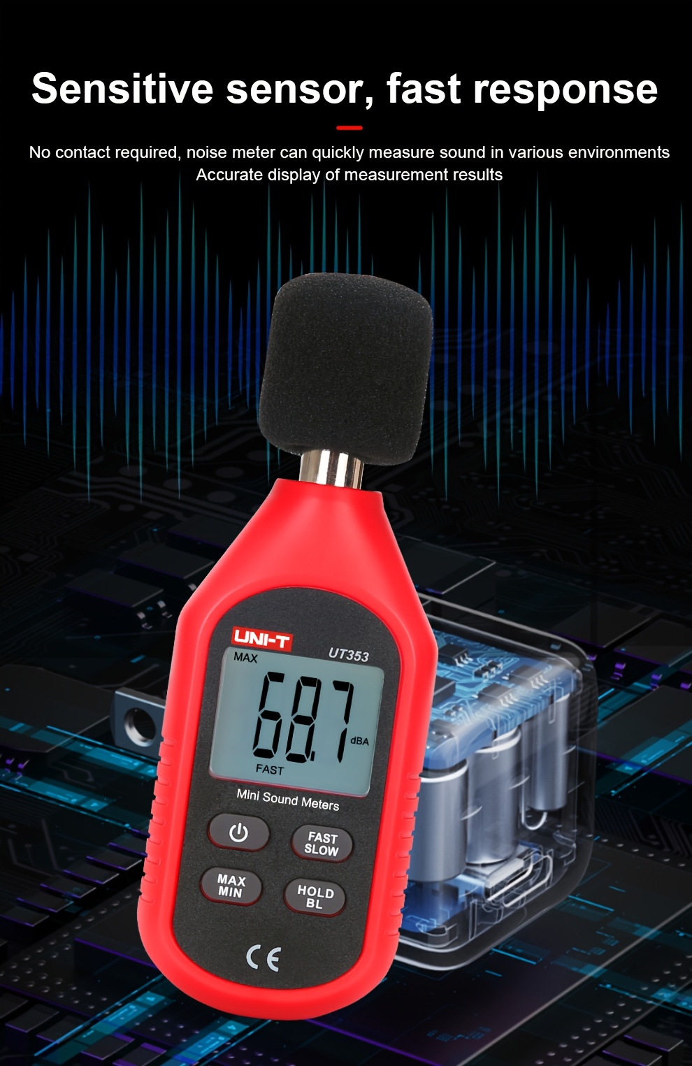 mini   level meter 30 130db measuring range capacitive microphone detection Product details 7