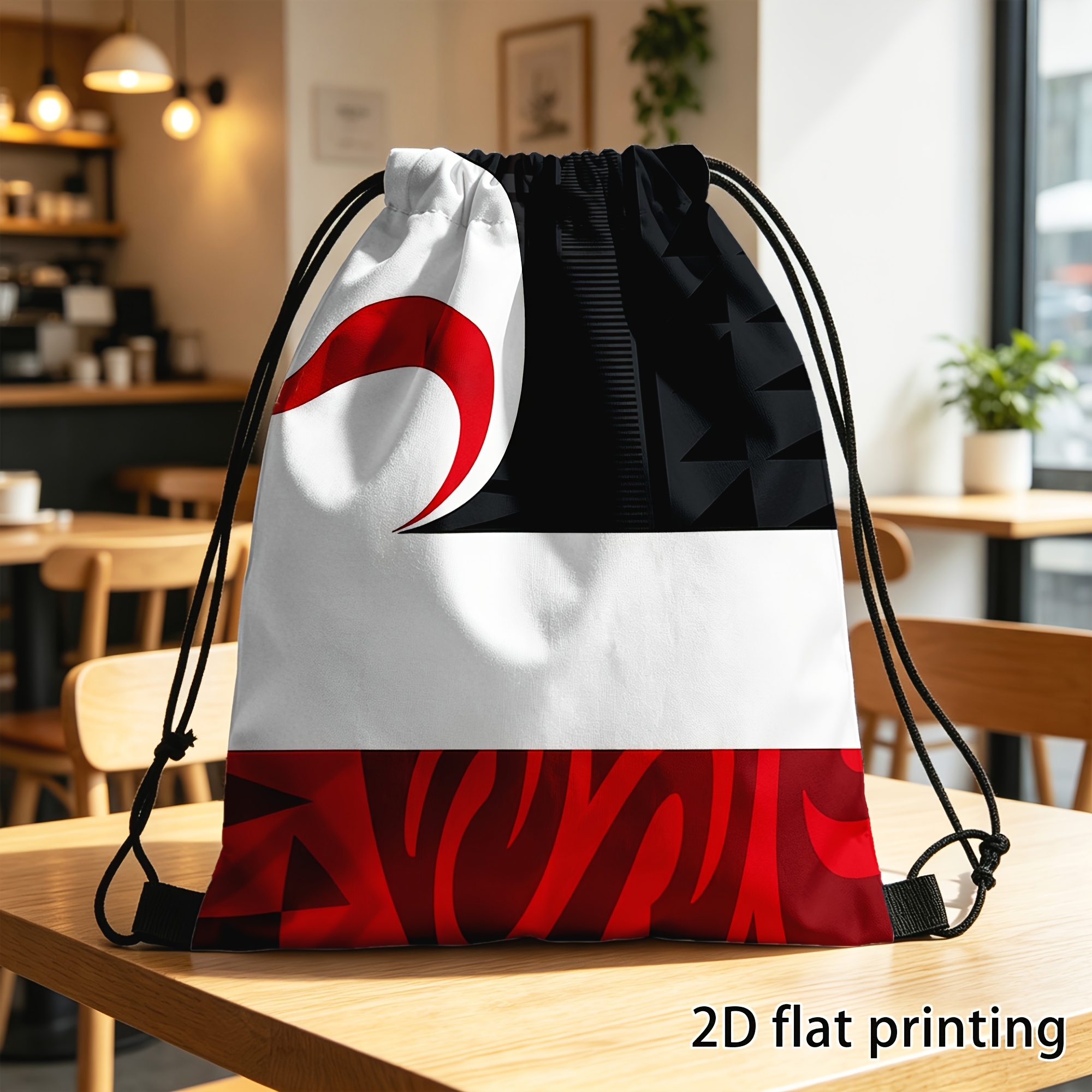 TEMU 1-pack Drawstring Bag, Sports Gym Bag, Backpack, Etwquli New Zealand Maori Drawstring Bag, Suitable For Fitness, Sports, Travel, Or Parties, ,