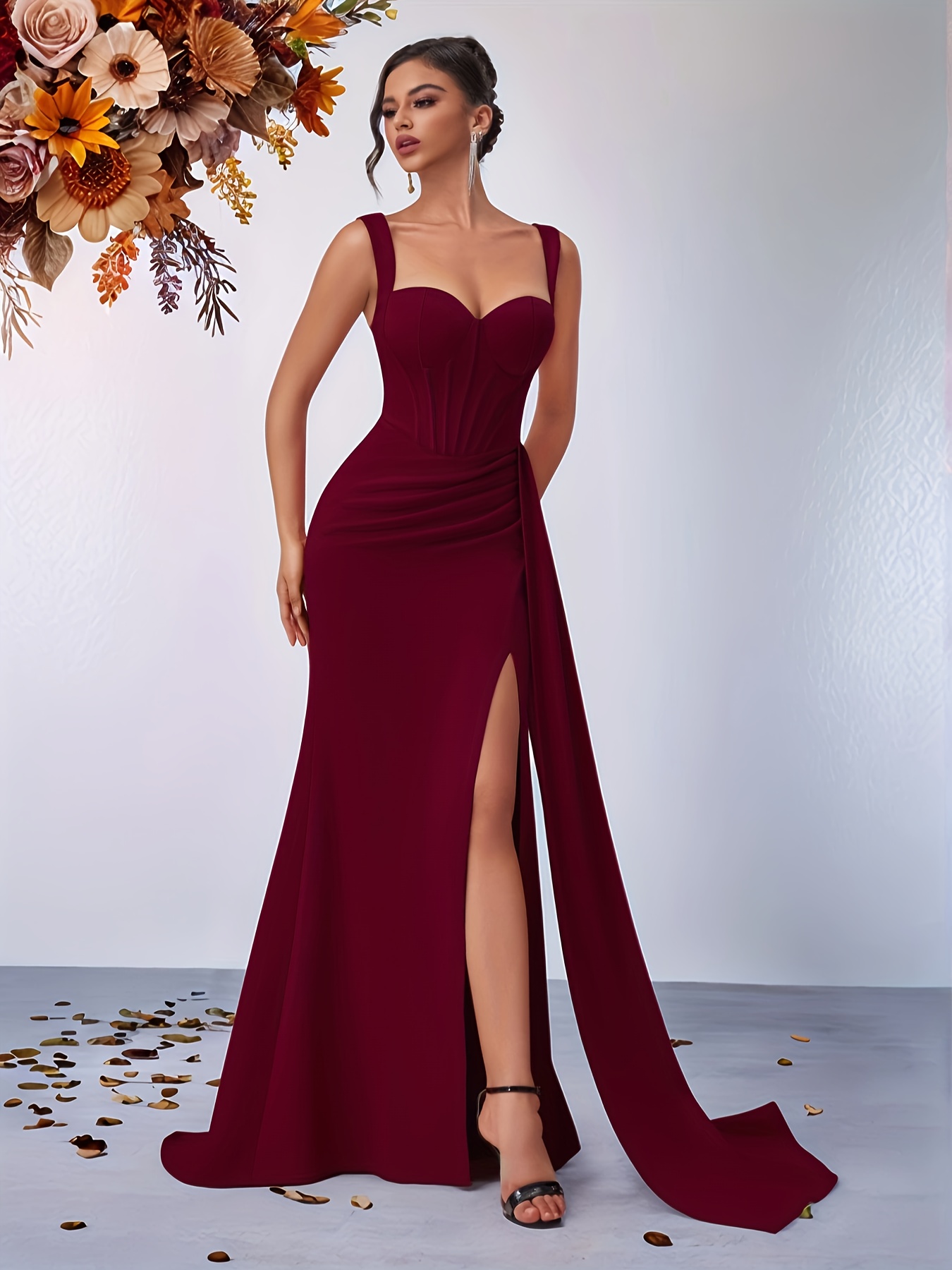 green emerald velvet dress Shoulder Pad Midi Dress – The Obsessions Boutique main image 0