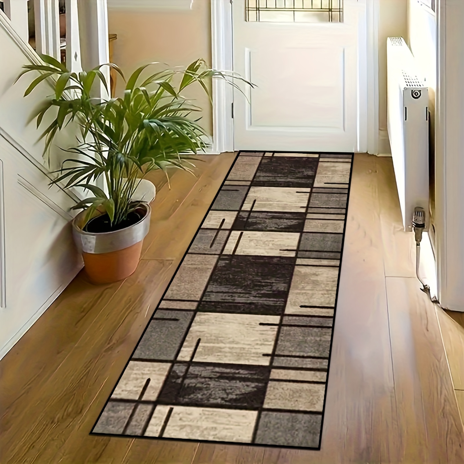 TEMU 1pc Luxury Golden Diamond Velvet Slip-resistant Runner Rug - Machine Washable, Suitable For , Bedrooms, Kitchens, And Bathrooms -